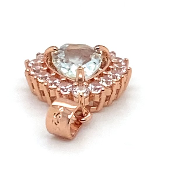 Aquamarine 1.20ct Rose Gold Finish Solid 925 Sterling Silver Pendant - Picture 7 of 7